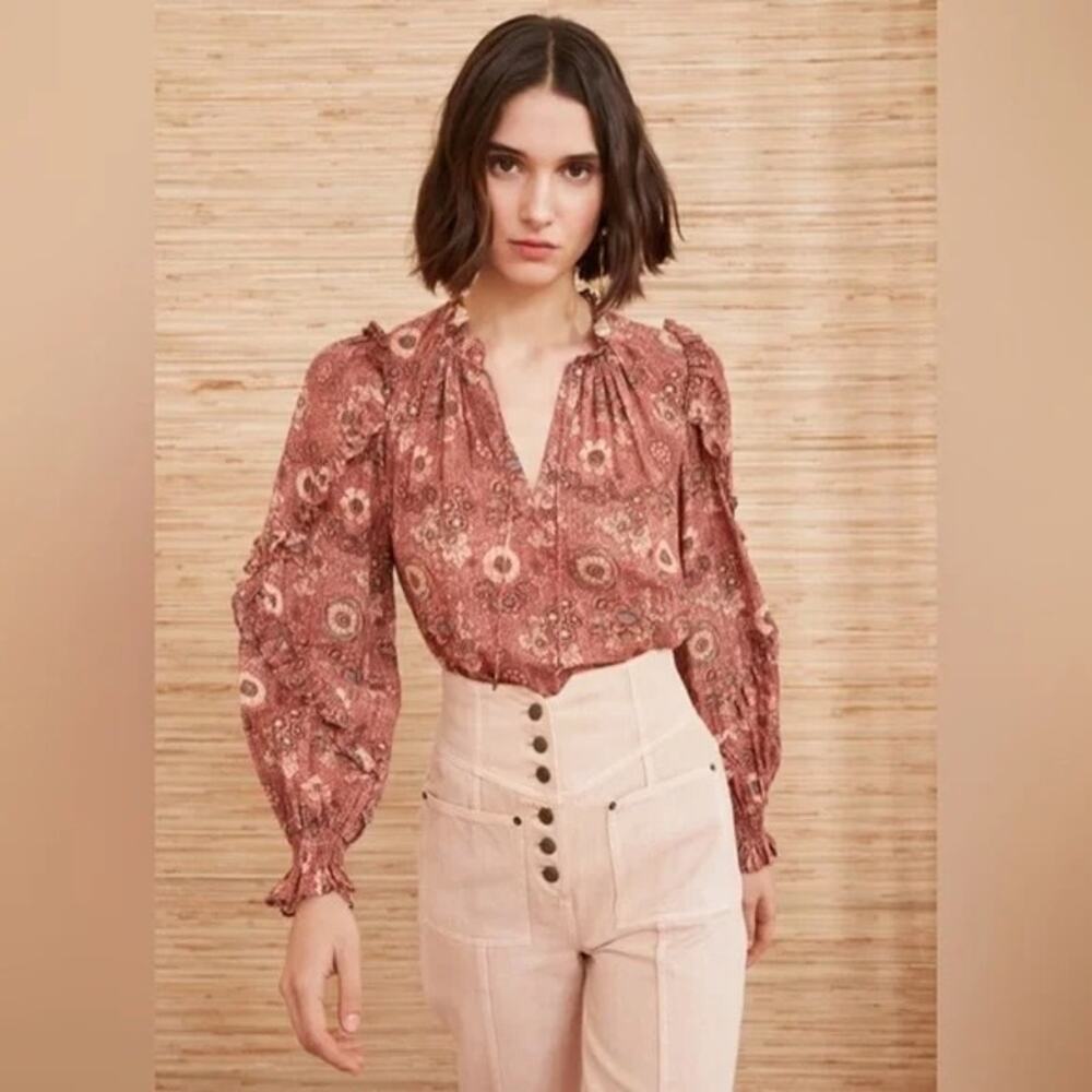 Ulla Johnson Manet Blouse Rosebud Floral Long Sleeve Size 6